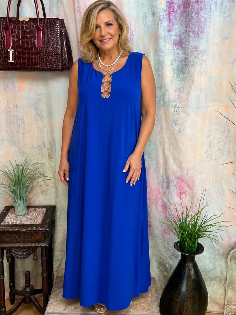 πMSK Royal Blue Plus Size Sleeveless Maxi Dress